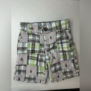 Gymboree Plaid Spring Patchwork Madras Plaid Sailboat ADJ Waist Shorts 3